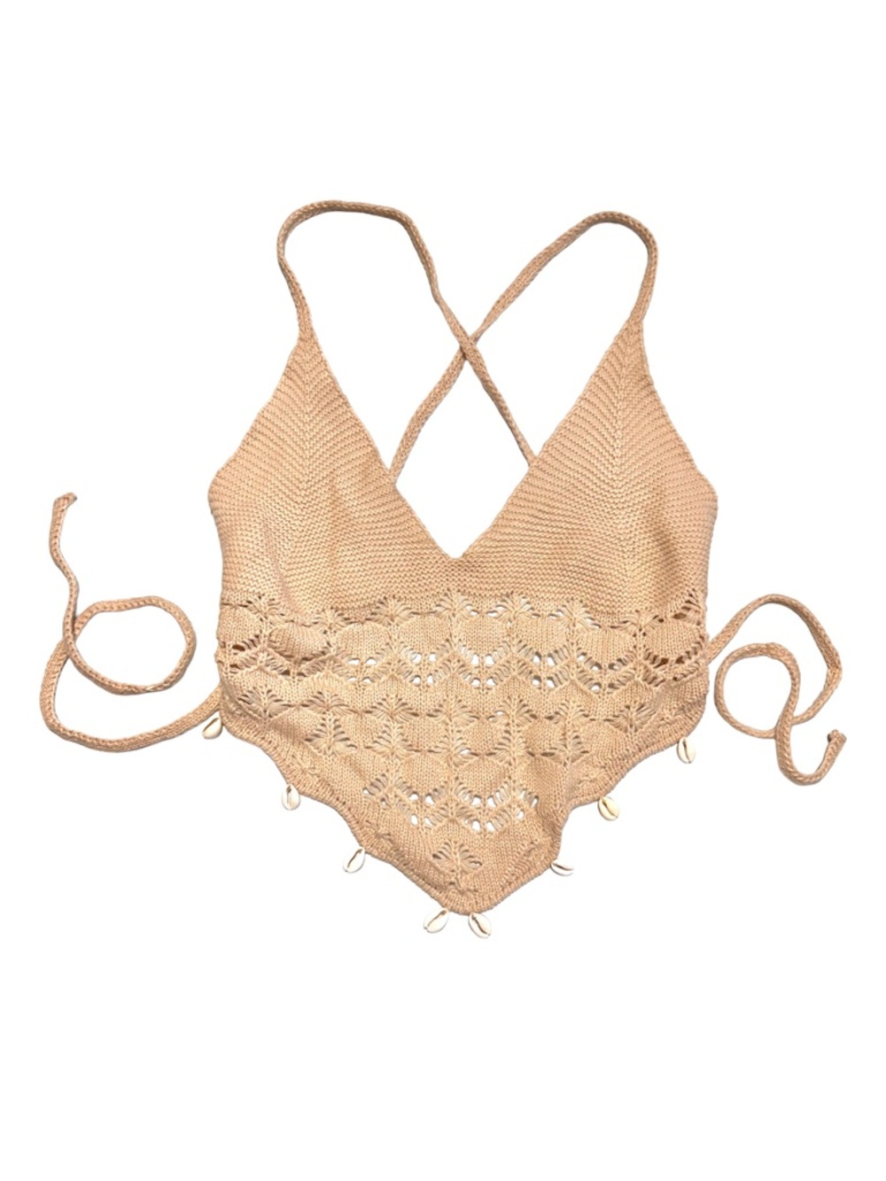 CROCHET Cowrie Shell Halter Top Boho Festival Beach Fairycore